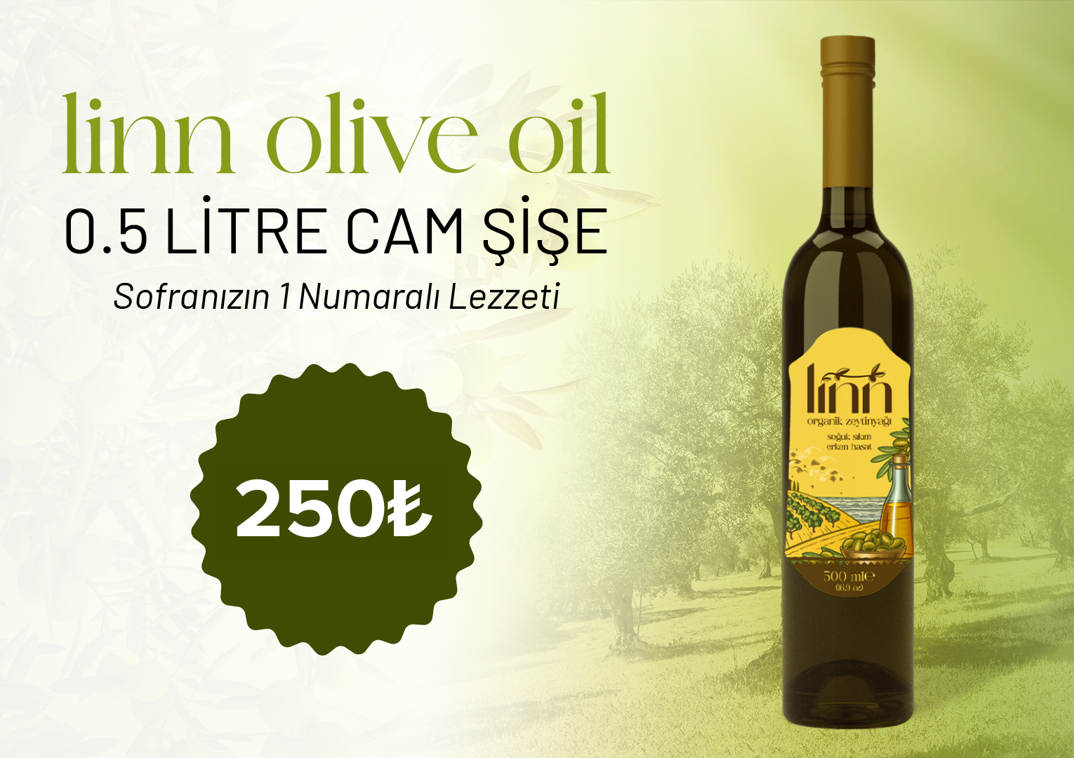 0.5 Lt. Naturel Soğuk Sıkım Zeytinyağı
